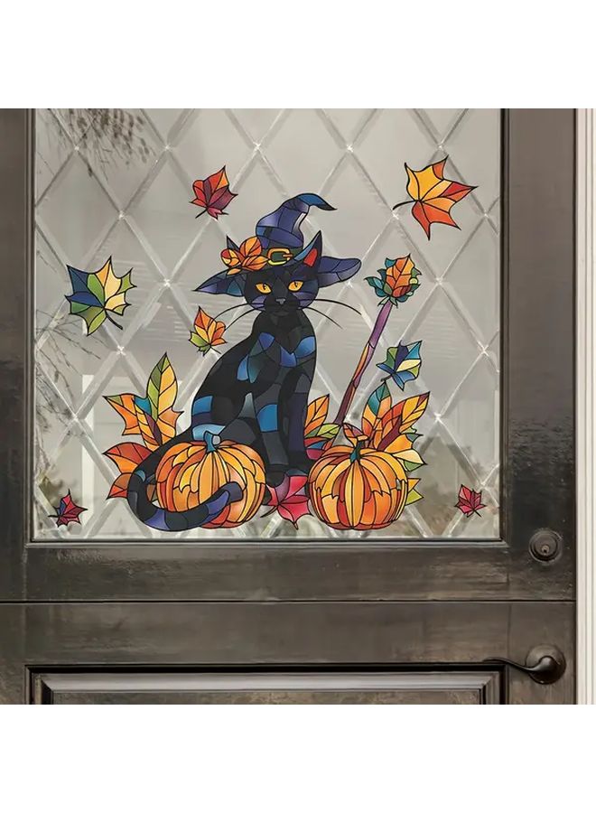 Noon Reusable Static Cling Window Film Black Cat Witch PVC Stickers Glowing Eyes Semi Glossy Glass Decals Halloween Door Window Decor Removable Magic Potion No Residue Room Witch Costume Fun F195 - Image 4