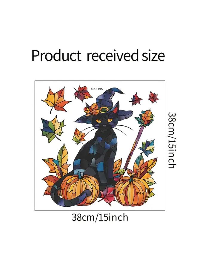Noon Reusable Static Cling Window Film Black Cat Witch PVC Stickers Glowing Eyes Semi Glossy Glass Decals Halloween Door Window Decor Removable Magic Potion No Residue Room Witch Costume Fun F195 - Image 3