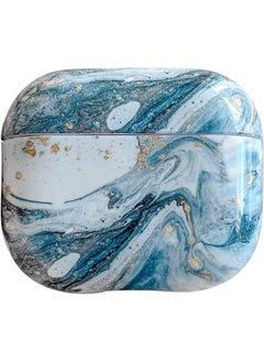 NALANDA Airpods 3 Case Cover Sparkle Glitter Marble Full-Body Protective TPU Dustproof Shockproof with Keychain Compatible with Airpods 3rd Generation Case-Blue