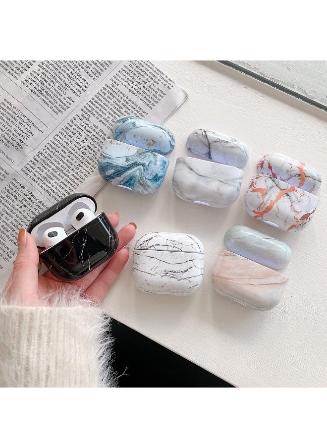 NALANDA - NALANDA Airpods 3 Case Cover Sparkle Glitter Marble Full-Body Protective TPU Dustproof Shockproof with Keychain Compatible with Airpods 3rd Generation Case-Blue - Image 1