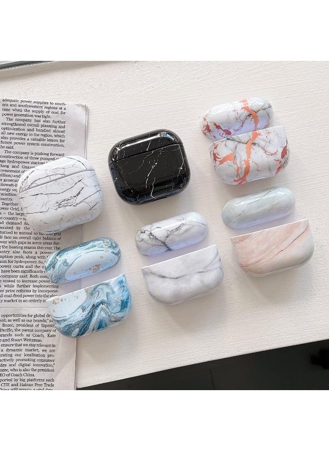 NALANDA - NALANDA Airpods 3 Case Cover Sparkle Glitter Marble Full-Body Protective TPU Dustproof Shockproof with Keychain Compatible with Airpods 3rd Generation Case-Blue - Image 1