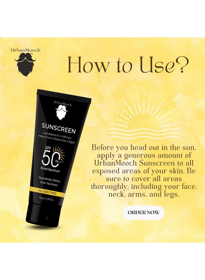 UrbanMooch Daily Sunscreen Spf 50 Pa +++ For Men | Sunscreen With Retinol & Niacinamide | No White Cast, Broad Spectrum | Acne Safe | Non Greasy Sunscreen For Men | Sunscreen For Oily Skin | Quick Absorbing | Glowing Skin For Men, 50 Gm - Image 4