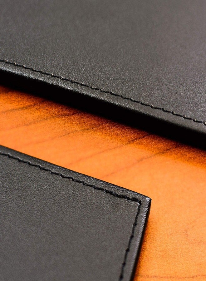 Dacasso Black Leatherette 17" x 14" Conference Table Pad with Stitched Edging - Image 3