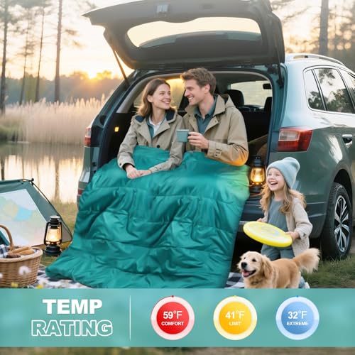 AGEMORE Cotton Flannel Double Sleeping Bag for Camping, Backpacking Or Hiking. Queen Size 2 Person Waterproof Sleeping Bag for Adults Or Teens. Lightweight with Compression Sack - Image 2