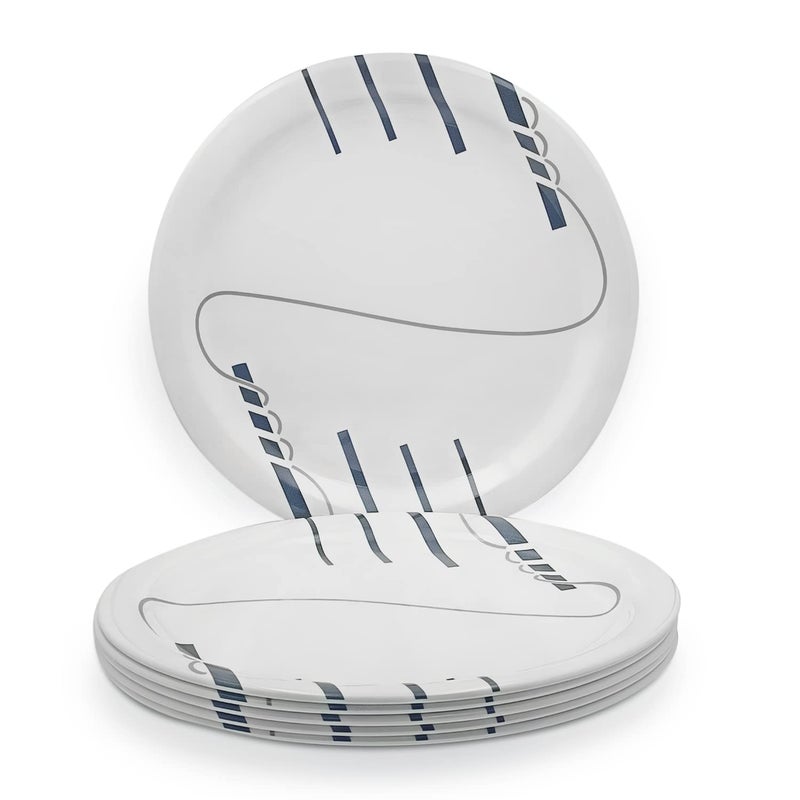 Superware Pure Melamine Buffet Plate Set Strip Ropes 125 6 nos Stain Free Glazed Finish - Image 1