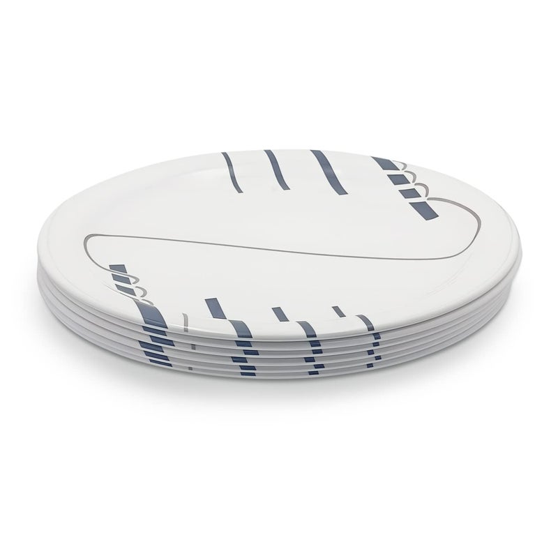Superware Pure Melamine Buffet Plate Set Strip Ropes 125 6 nos Stain Free Glazed Finish - Image 2