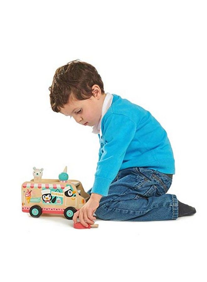 Tender Leaf Toys عربة الطعام على طراز شاحنة الآيس كريم من بينغوين - طعام مزيف للعب التظاهر يشجع على اللعب الدور ويطور المهارات الاجتماعية للأطفال من 18 شهرًا وما فوق - Image 4