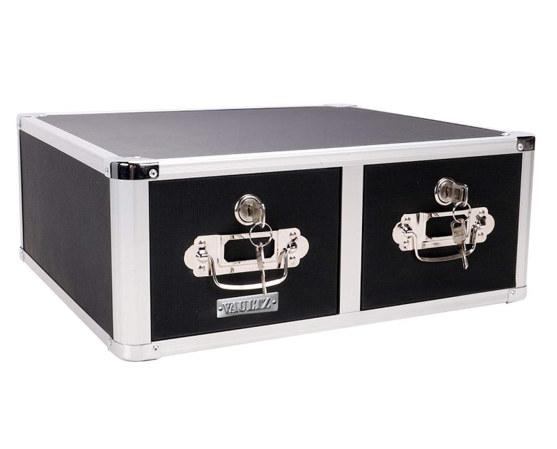 Vaultz Locking 4 x 6 Index Card Cabinet, Double Drawer, Black (VZ01395) - Image 4