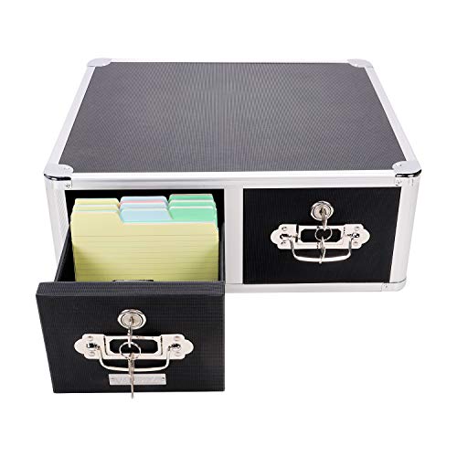 Vaultz Locking 4 x 6 Index Card Cabinet, Double Drawer, Black (VZ01395) - Image 2
