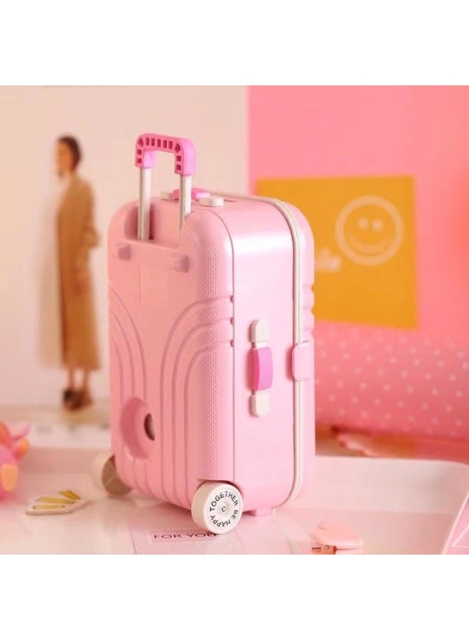 DIY Handmade Jewelry Storage Box Suitcase Piggy Bank Trunk Shape Piggy Bank Trolley Case Piggy Bank-Color:Silver - Image 3