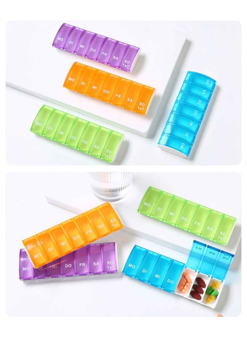 لبونير منظم الأقراص الأسبوعي، علبة أقراص أسبوعية، علبة أقراص أسبوعية، علبة أقراص أسبوعية، علبة أقراص لمدة 7 أيام، موزع أقراص دواء يومي كبير الحجم، علبة أقراص يومية للحبوب/الفيتامينات/زيت السمك/المكملات الغذائية (أصفر) - Image 2