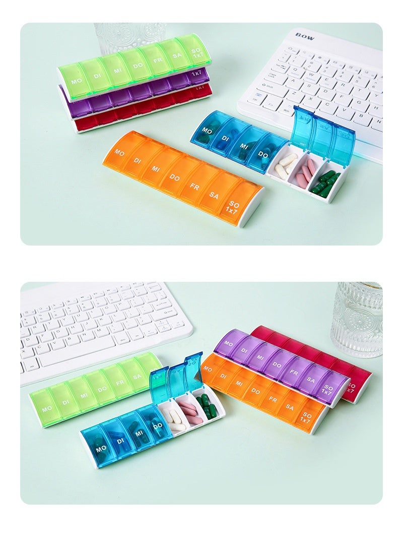 لبونير منظم الأقراص الأسبوعي، علبة أقراص أسبوعية، علبة أقراص أسبوعية، علبة أقراص أسبوعية، علبة أقراص لمدة 7 أيام، موزع أقراص دواء يومي كبير الحجم، علبة أقراص يومية للحبوب/الفيتامينات/زيت السمك/المكملات الغذائية (أصفر) - Image 3