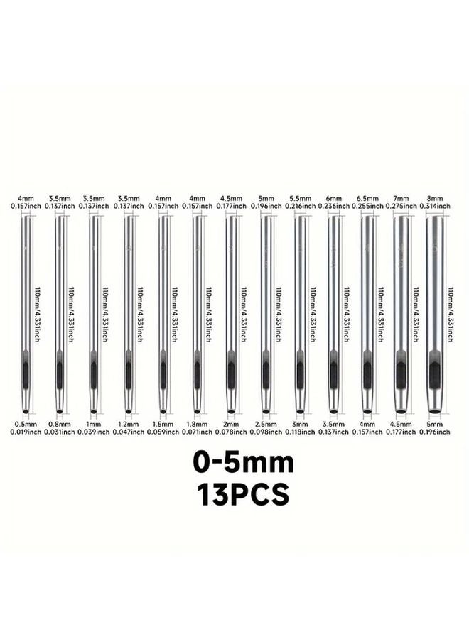 13PCS Leather Punch Set 0 5mm to 5mm Round Hole Punching Tool for DIY Straps - Image 1