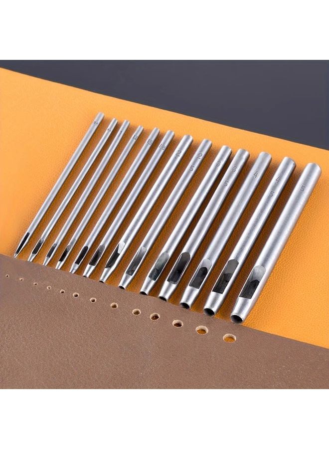 13PCS Leather Punch Set 0 5mm to 5mm Round Hole Punching Tool for DIY Straps - Image 2