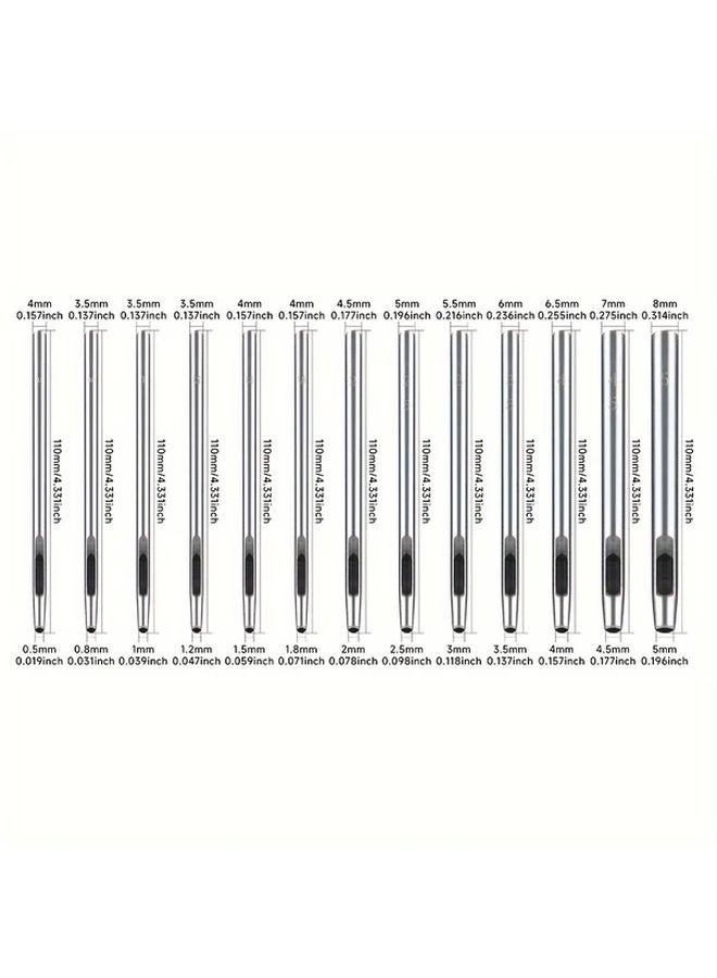 13PCS Leather Punch Set 0 5mm to 5mm Round Hole Punching Tool for DIY Straps - Image 3