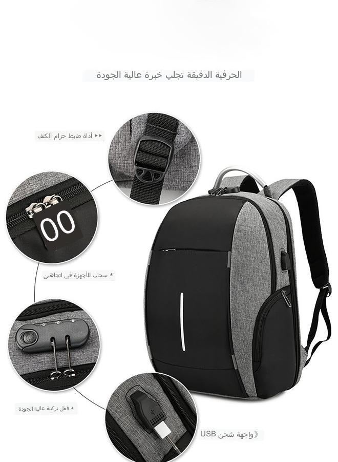 أزياء سفر رجال الأعمال حقيبة الظهر متعددة الوظائف مع قفل الجمع - Image 4