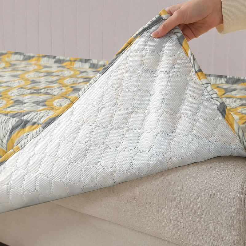 HOKIPO Printed Quilted Sofa Arm Cover Pack of 2 Windmill Cyber Yellow NEW800LD22 - Image 5