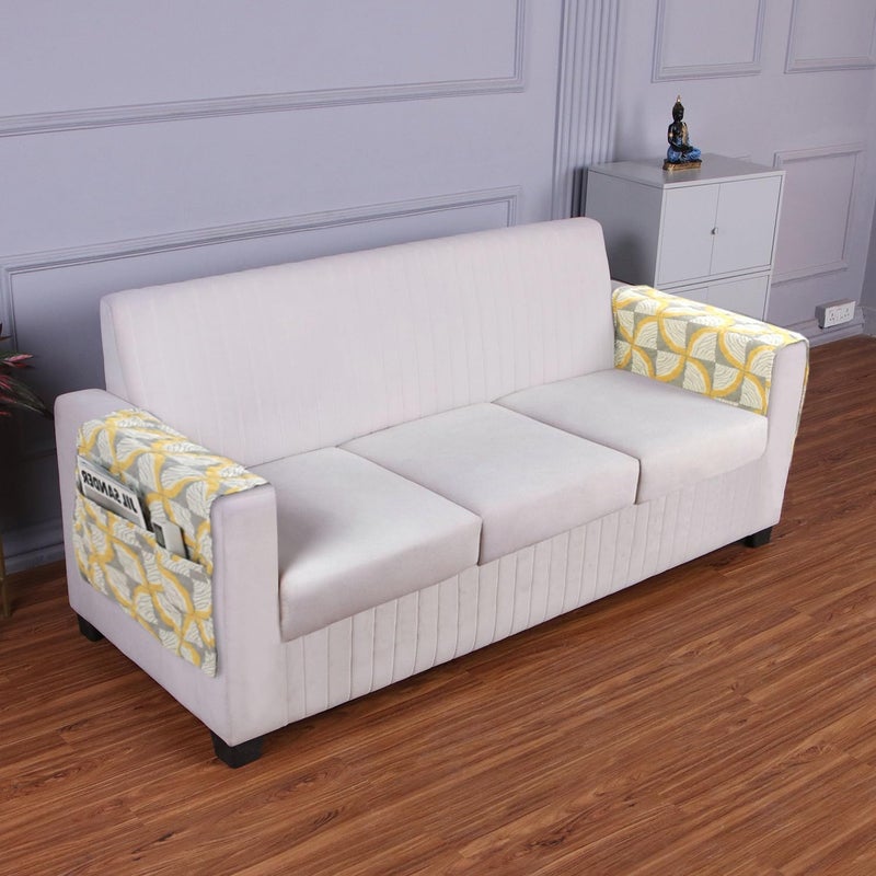 HOKIPO Printed Quilted Sofa Arm Cover Pack of 2 Windmill Cyber Yellow NEW800LD22 - Image 1
