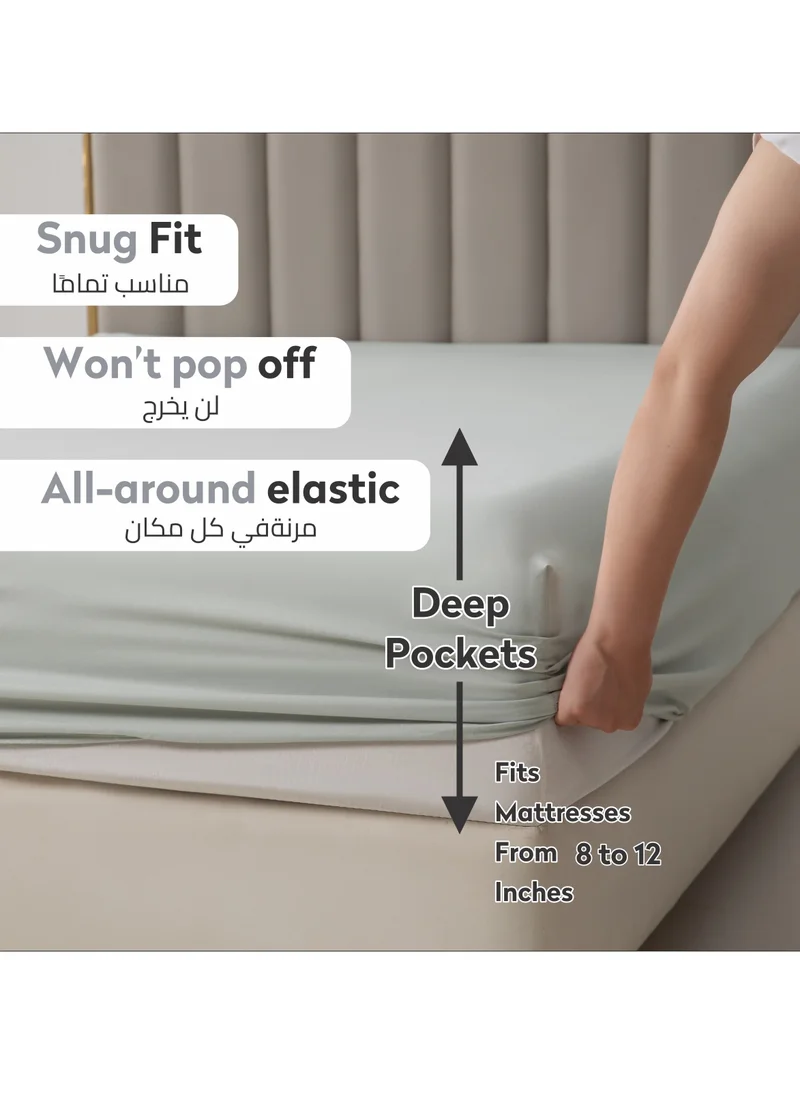 Donetella Bedding Fitted Sheet 2-Pcs Twin Size Solid Bed Sheet Set Fits(120x200CM) With Pillowcases And 30 CM Extra Deep Brushed Microfiber Bed Sheet,Ansonia