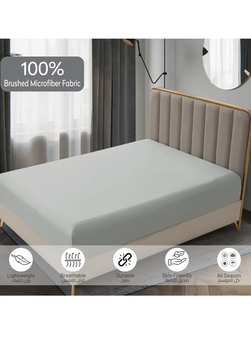 Donetella Bedding Fitted Sheet 2-Pcs Twin Size Solid Bed Sheet Set Fits(120x200CM) With Pillowcases And 30 CM Extra Deep Brushed Microfiber Bed Sheet,Ansonia