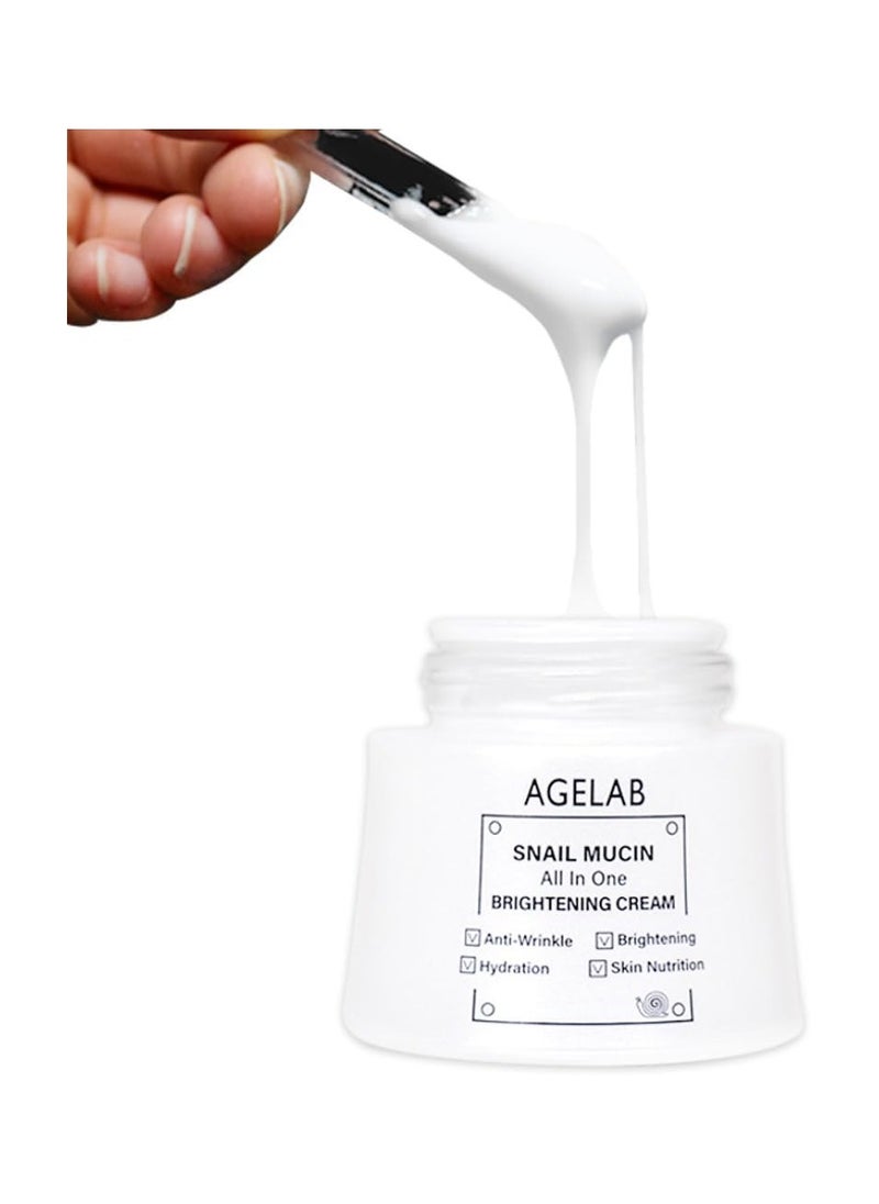 Age Lab - Snail Mucin All-In-One Brightening And Firming Cream Hydrating, Anti-Aging, & Wrinkle-Reducing Korean Skincare, Evens Skin Tone & Boosts Elasticity Ideal for Sensitive Skin - 60g - Image 1