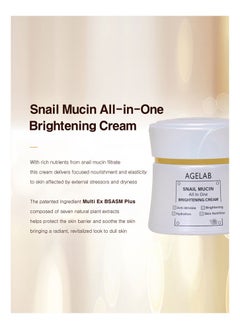 Age Lab Snail Mucin All-In-One Brightening And Firming Cream Hydrating, Anti-Aging, & Wrinkle-Reducing Korean Skincare, Evens Skin Tone & Boosts Elasticity Ideal for Sensitive Skin - 60g  - Image 3