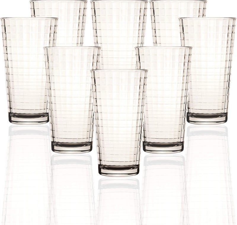 Circleware Matrix Set of 8 Heavy Base Highball Tumbler Drinking Glasses 1575 oz Beverage Ice Tea Cups for Water Juice Milk Beer Farmhouse Decor 8 Count Pack of 1