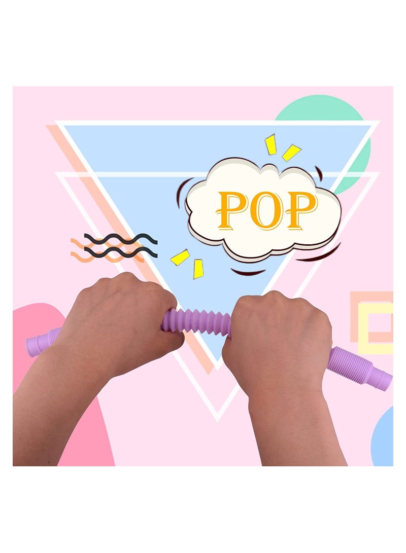 Y&D 12 PCS Mini Pop Tubes Sensory Stretch Colorful Party Favor Fidget Toy with Funny Sound for Toddler Babies Kids Autism Teenagers Special Needs Reduce Anxiety and Stress - Image 3