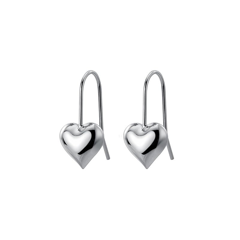 SLUYNZ Solid 925 Sterling Silver Heart Drop Earrings for Women Teen Girls Love Heart Dangle Earrings Hook (A-Sterling Silver) - Image 1