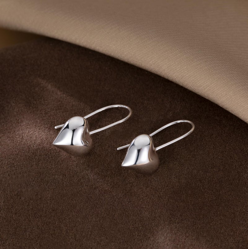 SLUYNZ Solid 925 Sterling Silver Heart Drop Earrings for Women Teen Girls Love Heart Dangle Earrings Hook (A-Sterling Silver) - Image 5