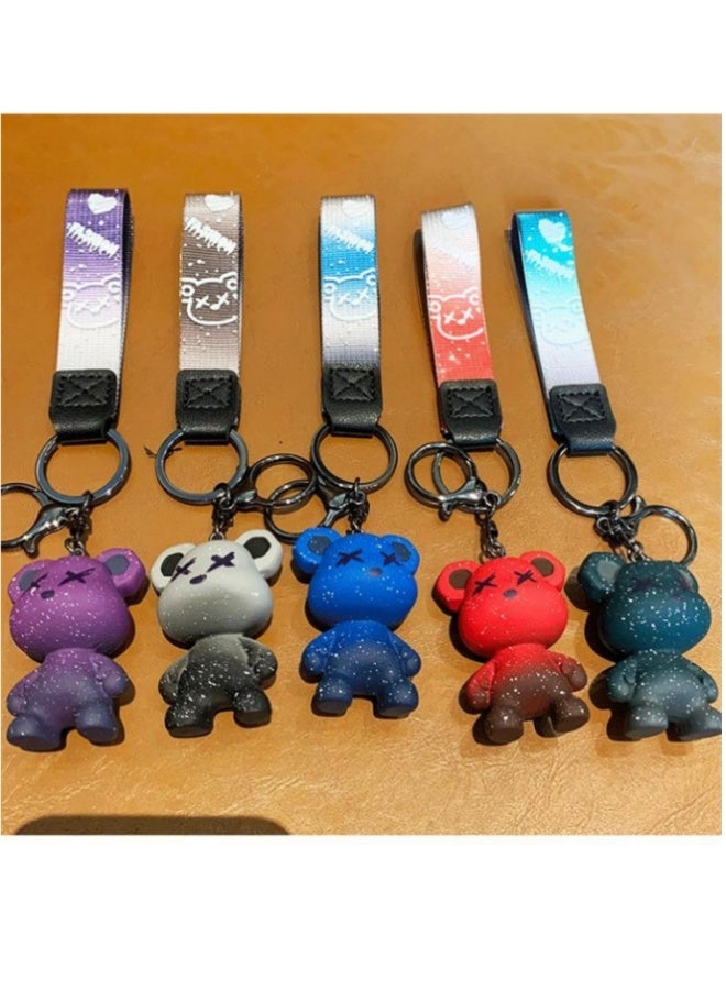 Colorful Chameleon Bear Keychain Green - Image 2