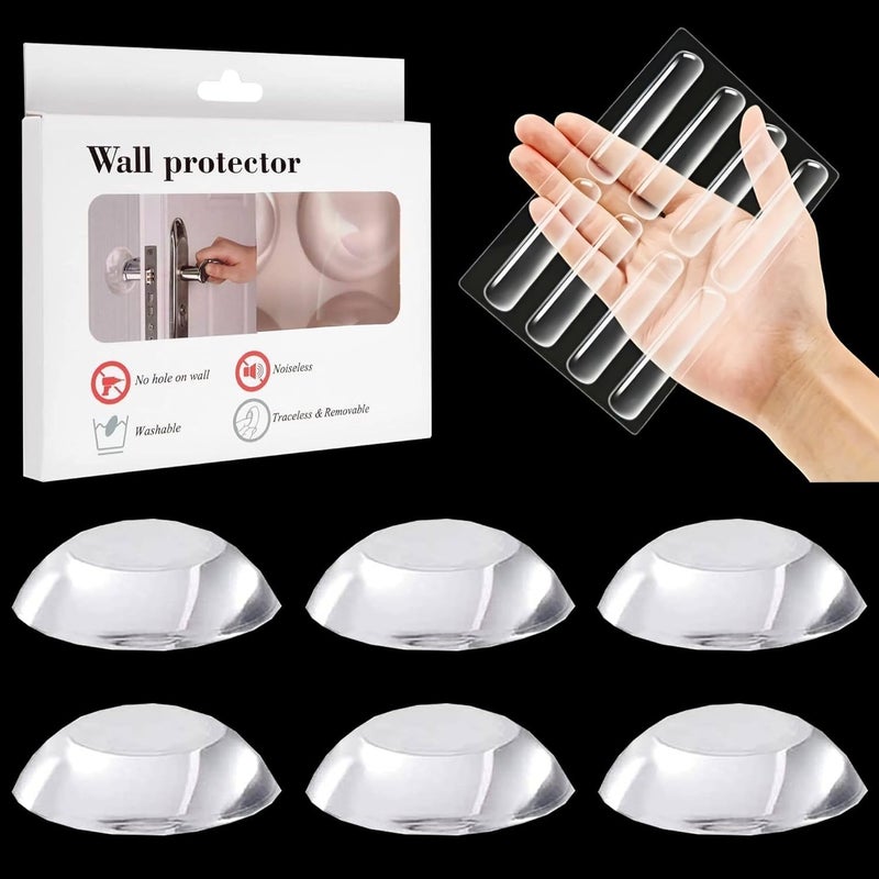 VIVUE 6PCS Silicon Wall Protector 10Pcs Transparent 224 inch Strip Door Handle Bumper Soft Wall Protector Self Adhesive Door Knob for Wall Shield Guard Sliding Clear Door Bumpers Stopper Silencer Combo  - Image 1