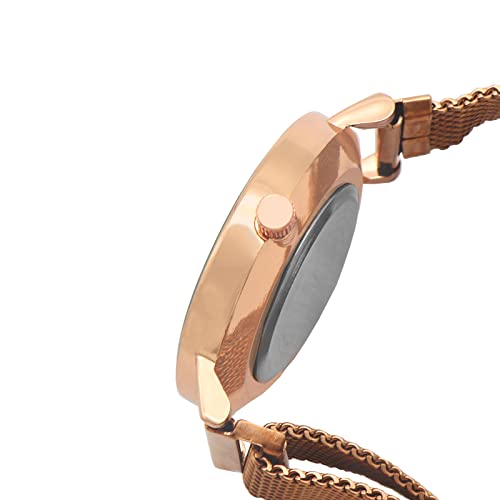 Joker & Witch April Black Dial Rosegold Stainless Steel Mesh Analogue Watch for Women - Image 3