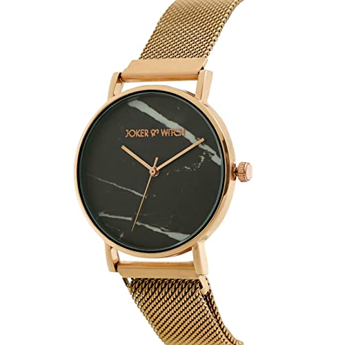 Joker & Witch April Black Dial Rosegold Stainless Steel Mesh Analogue Watch for Women - Image 2