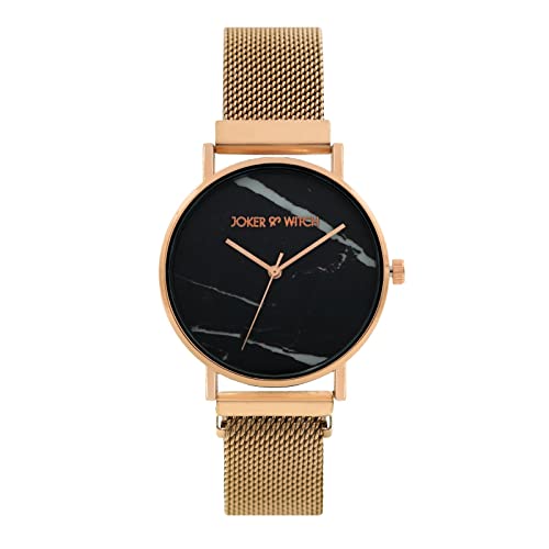 Joker & Witch April Black Dial Rosegold Stainless Steel Mesh Analogue Watch for Women - Image 1