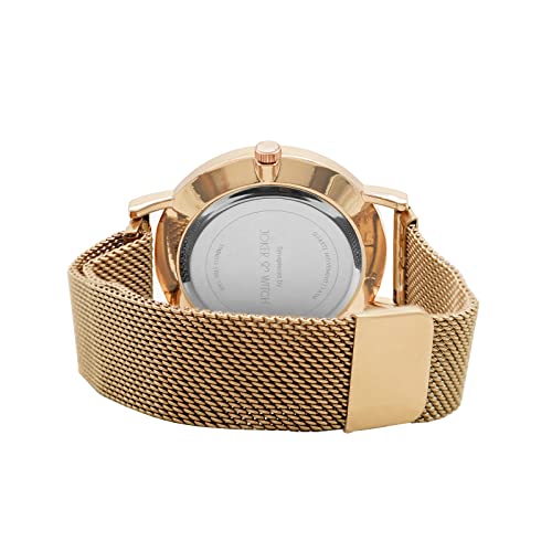 Joker & Witch April Black Dial Rosegold Stainless Steel Mesh Analogue Watch for Women - Image 4