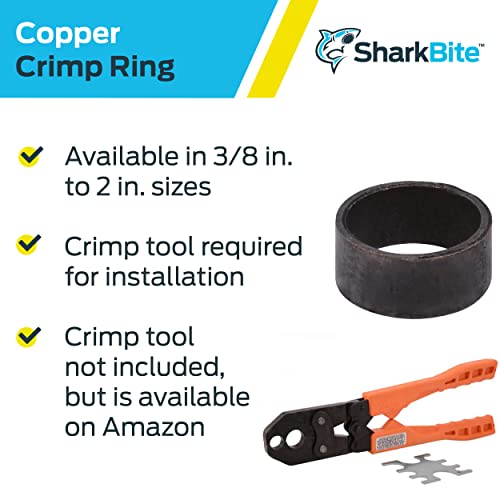 SharkBite 1/2 Inch Copper Crimp Rings, Pack of 100, PEX Pipe, PE-RT, 23102CP100 - Image 4