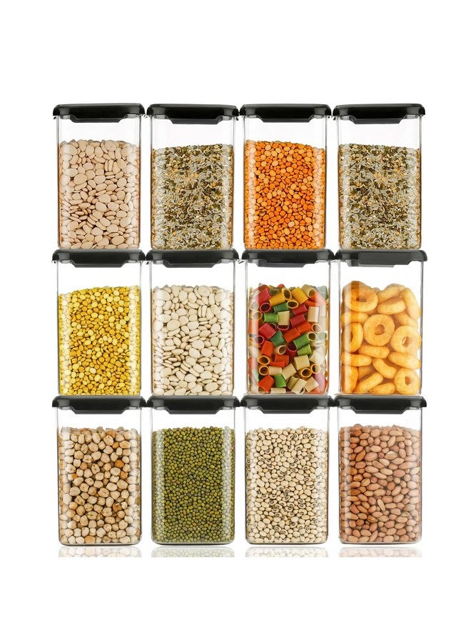 KWER Air Tight Containers Storage Set For Kitchen, Storage Box and Organiser, Kitchen Accessories Items for Home, Pantry Organization, BPA-Free(Pack Of 6, Black, 1200 ml, Plastic) - Image 1