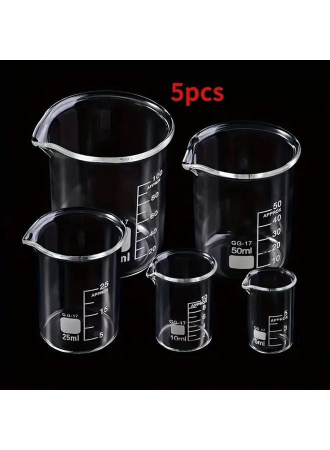 Durable Borosilicate Glass Beaker Set 5pcs V Shape Spout for Laboratory - Image 1