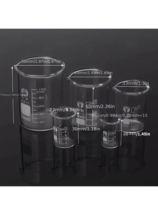 Durable Borosilicate Glass Beaker Set 5pcs V Shape Spout for Laboratory - Image 3