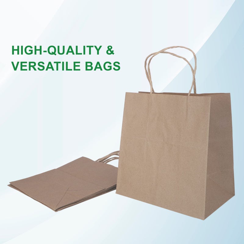 e kysa basics أكياس كيسا الأساسية من الورق الكرافت البني لحمل/هدية/قماش/بقالة مع مقابض - 8 * 5 * 9 بوصات، عبوة من 15 قطعة - Image 4