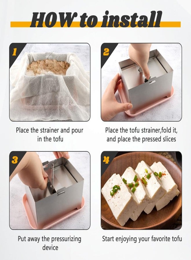 Kryslanix Tofu Press Stainless Steel with Tofu-Presser Towel and Drip Tray,DIY Tofu Maker Cheese Press for Homemade Tofu,Paneer,Cheese,Effortless Water Removal for Enhanced Texture & Flavor - Image 4
