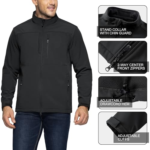 33,000ft Men's Lightweight Softshell Jacket Warm Fleece Lined Windbreaker Waterproof Soft Shell for Outdoor Hiking - Image 4