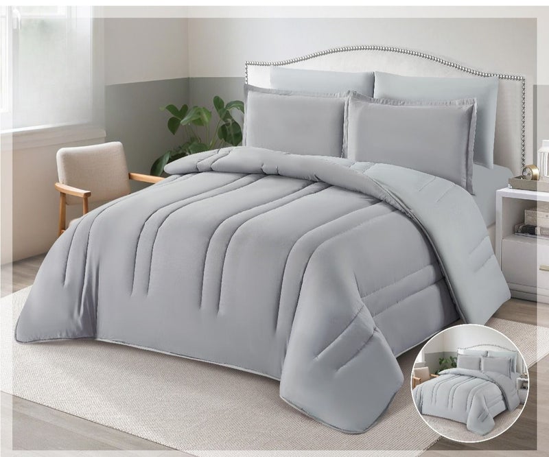 Microfiber double bedsheet set, 6 pieces, with a calm design and soft texture.