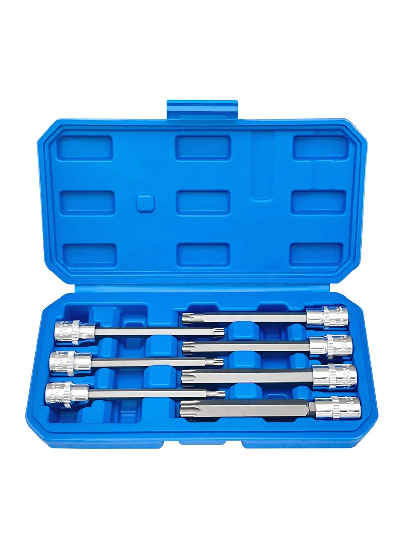 Luckam Extra Long Torx Star Bit Socket Set, 7 Piece, T25 to T60, 3/8 Inch Drive, Premium Cr V Steel, Includes Portable Storage Case - Image 1