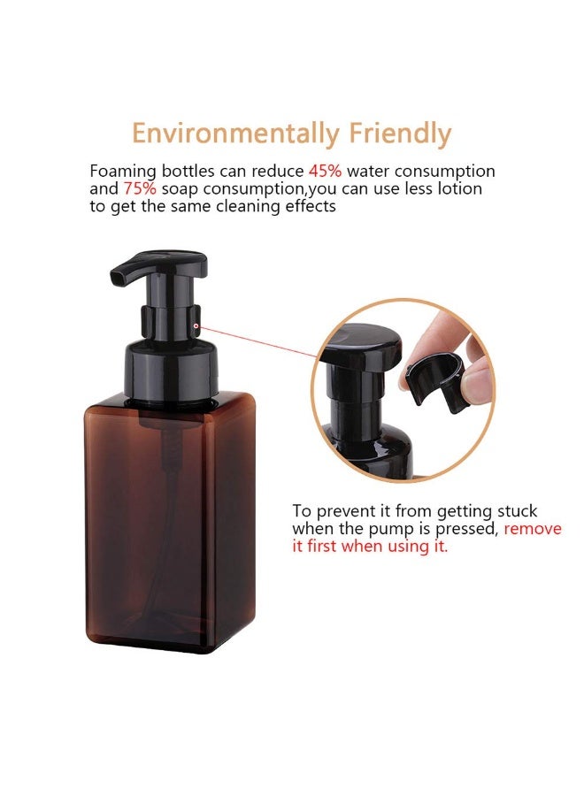 (Brown) - Foaming Soap Dispenser, 450ml (15oz) Refillable Pump Bottle for Liquid Soap, Shampoo, Body Wash (2 Pcs) (Brown) - Image 4