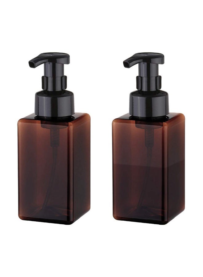 (Brown) - Foaming Soap Dispenser, 450ml (15oz) Refillable Pump Bottle for Liquid Soap, Shampoo, Body Wash (2 Pcs) (Brown) - Image 2