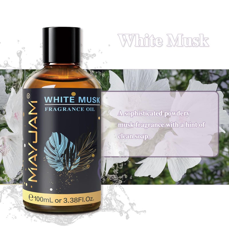 MAYJAM 100ML/3.38FL.OZ White Musk Fragrance Oils with Glass Dropper, Essential Oils for Diffusers for Home, Long Lasting Scented Oils for Diffusers Soap Candle Making - Image 4