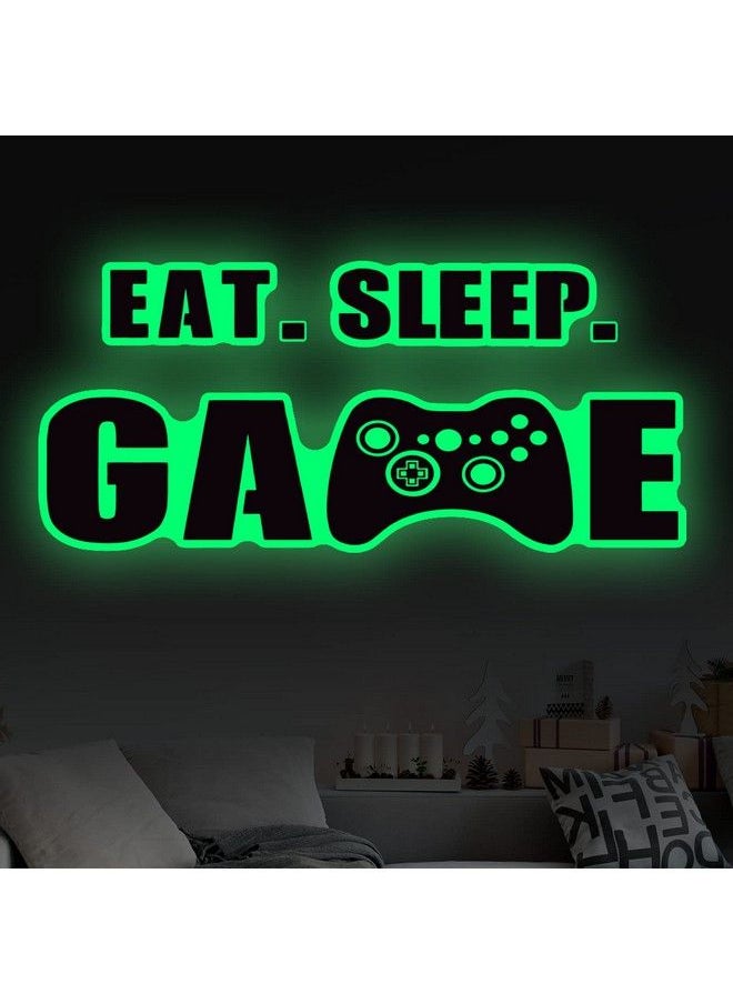 Outus Eat Sleep Game Wall Decal Glow In The Dark Gamer Boy Wall Stickers Vinyl Video Game Wall Decor Gaming Controller Wall Decals For Boys Room Kids Bedroom Home Playroom Decoration  - Image 2