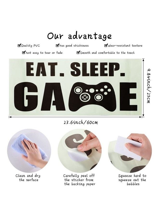 Outus Eat Sleep Game Wall Decal Glow In The Dark Gamer Boy Wall Stickers Vinyl Video Game Wall Decor Gaming Controller Wall Decals For Boys Room Kids Bedroom Home Playroom Decoration  - Image 4